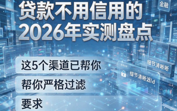 贷款不用信用的2026年实测盘点:这5个渠道已帮你严格过滤!