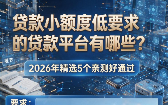 贷款小额度低要求的贷款平台有哪些？2026年精选5个亲测好通过！