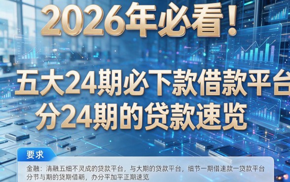 2026年必看!五大24期必下款借款平台分24期的贷款速览