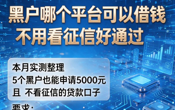 黑户哪个平台可以借钱不用看征信好通过,本月实测整理5个黑户也能申请5000元且不看征信的贷款口子