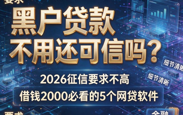 黑户贷款不用还可信吗?2026征信要求不高、借钱2000必看的5个网贷软件