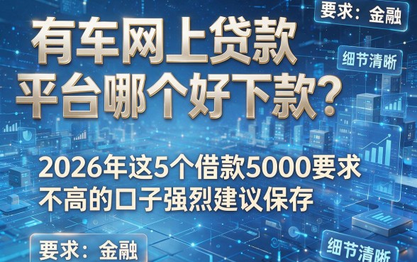 有车网上贷款平台哪个好下款?2026年这5个借款5000要求不高的口子强烈建议保存!