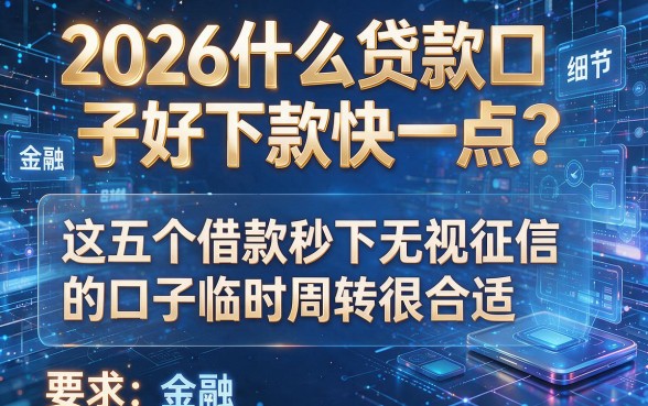2026什么贷款口子好下款快一点?这五个借款秒下无视征信的口子临时周转很合适