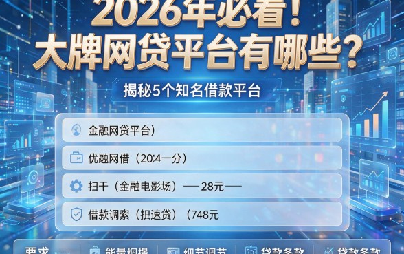 2026年必看!大牌网贷平台有哪些?揭秘5个知名借款平台及贷款条款