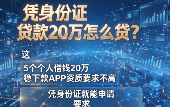 凭身份证贷款20万怎么贷?这5个个人借钱20万稳下款APP资质要求不高,凭身份证就能申请!