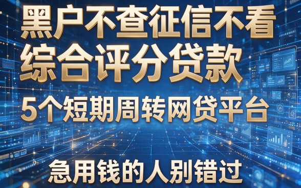 黑户不查征信不看综合评分贷款:5个短期周转网贷平台,急用钱的人别错过
