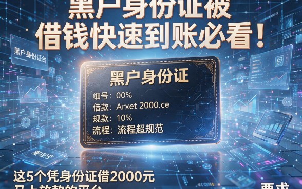 黑户身份证被借钱快速到账必看!这5个凭身份证借2000元马上放款的平台流程超规范