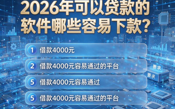 2026年可以贷款的软件哪些容易下款?细讲5个借款4000元容易通过的平台