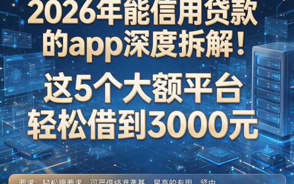2026年能信用贷款的app深度拆解:这5个大额平台,轻松借到3000元