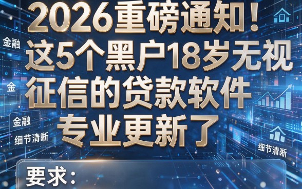 2026重磅通知!这5个黑户18岁无视征信的贷款软件专业更新了