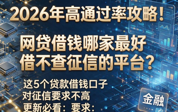 2026年高通过率攻略!网贷借钱哪家最好借不查征信的平台?这5个贷款借钱口子对征信要求不高,更新必看!