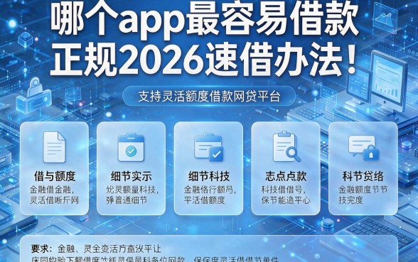 哪个app最容易借款正规2026速借办法!本篇罗列5种支持灵活额度借款的网贷平台