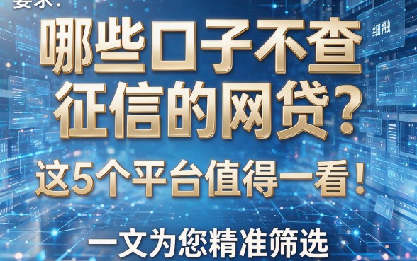 哪些口子不查征信的网贷?这5个平台值得一看!一文为您精准筛选!