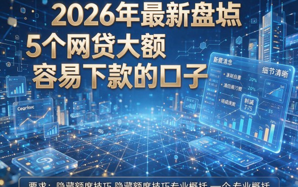 2026年最新盘点:5个网贷大额容易下款的口子,隐藏额度技巧专业概括!