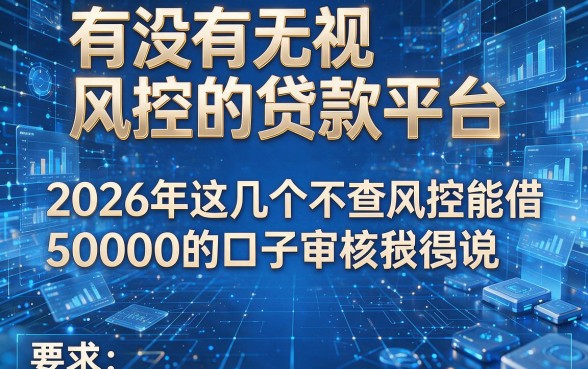 有没有无视风控的贷款平台,2026年这几个不查风控能借5000的口子审核很简单