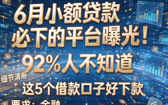6月小额贷款必下的平台曝光!92%人不知道,这5个借款口子好下款