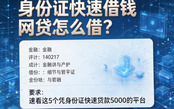 身份证快速借钱网贷怎么借?速看这5个凭身份证快速贷款5000的平台