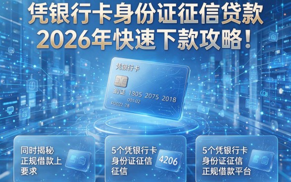 凭银行卡身份证征信贷款2026年快速下款攻略!同时揭秘5个凭银行卡身份证征信正规借款平台