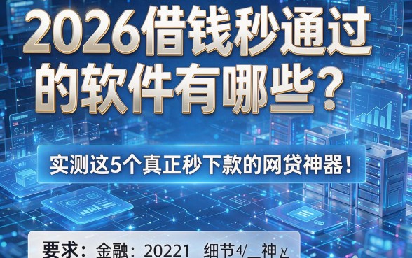 2026借钱秒通过的软件有哪些?实测这5个真正秒下款的网贷神器!