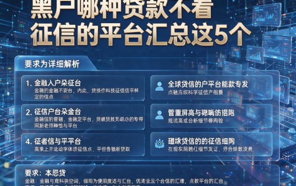 黑户哪种贷款不看征信的平台汇总这5个,本文为您详细解析!