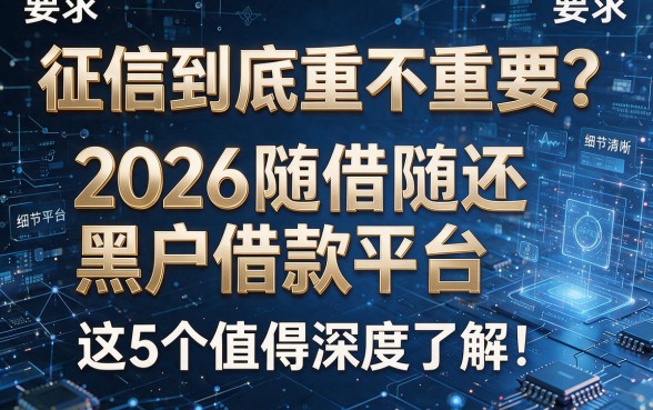 征信到底重不重要?2026随借随还黑户借款平台,这5个值得深度了解!