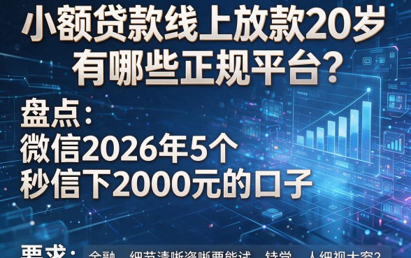 小额贷款线上放款20岁有哪些正规平台?盘点2026年5个微信秒下2000元的口子