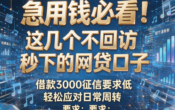 急用钱必看!这几个不回访秒下的网贷口子,借款3000征信要求低,轻松应对日常周转