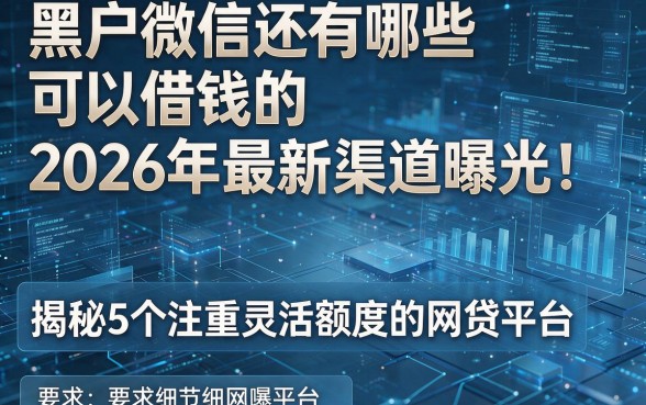 黑户微信还有哪些可以借钱的2026年最新渠道曝光!揭秘5个注重灵活额度的网贷平台