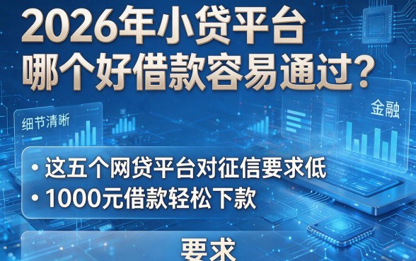 2026年小贷平台哪个好借款容易通过?这五个网贷平台对征信要求低,1000元借款轻松下款!