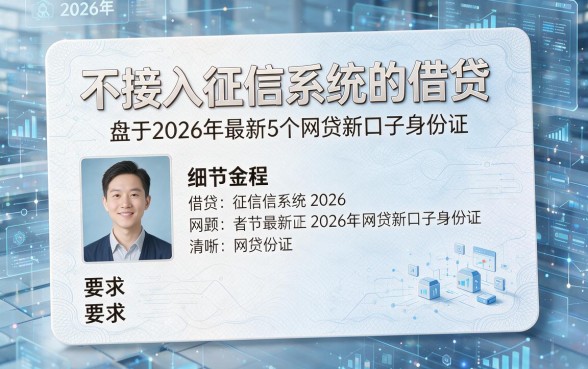 不接入征信系统的借贷,盘点2026年最新5个网贷新口子身份证