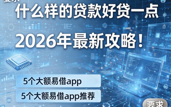 什么样的贷款好贷一点2026年最新攻略!附5个大额易借app推荐