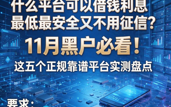 什么平台可以借钱利息最低最安全又不用征信?11月黑户必看!这五个正规靠谱平台实测盘点