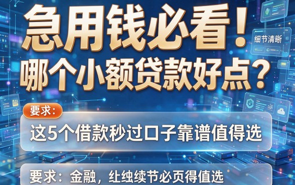 急用钱必看!哪个小额贷款好点?这5个借款秒过口子靠谱值得选!