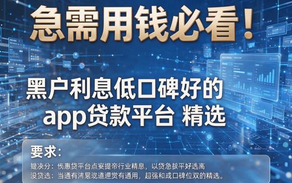 急需用钱必看!黑户利息低口碑好的app贷款平台精选