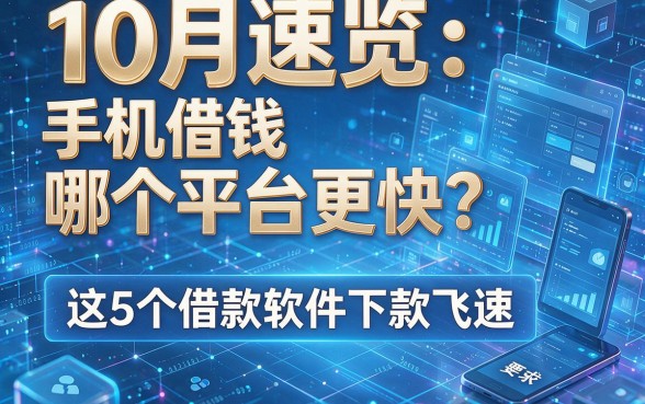 10月速览:手机借钱哪个平台更快?这5个借款软件下款飞速