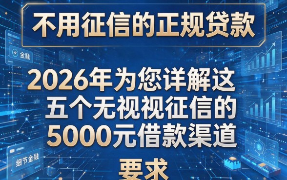 不用征信的正规贷款，2026年为您详解这五个无视征信的5000元借款渠道