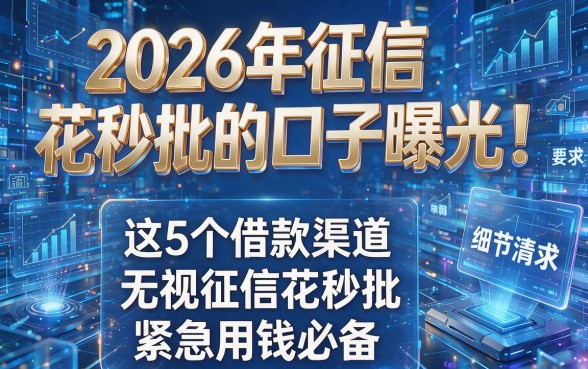 2026年征信花秒批的口子曝光!这5个借款渠道无视征信花秒批,紧急用钱必备