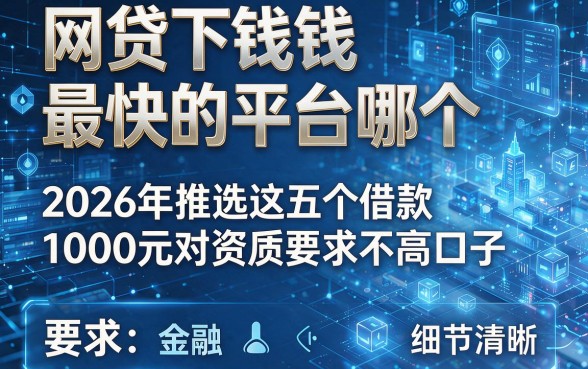 网贷下钱最快的平台哪个,2026年推选这五个借款1000元对资质要求不高口子