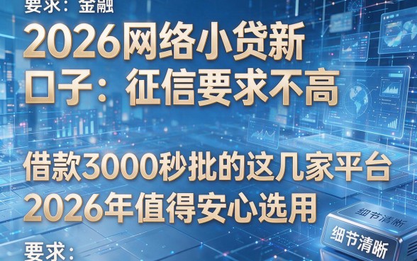2026网络小贷新口子：征信要求不高、借款3000秒批的这几家平台2026年值得安心选用