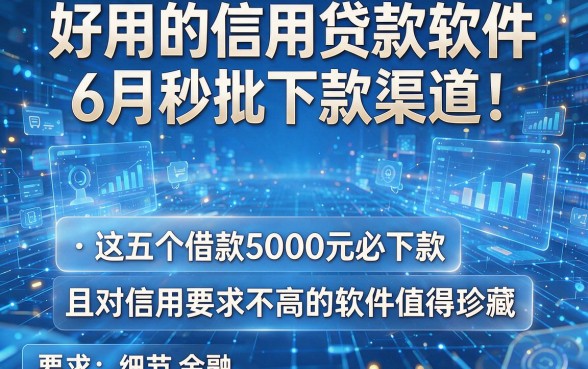 好用的信用贷款软件6月秒批下款渠道!这五个借款5000元必下款且对信用要求不高的软件值得珍藏