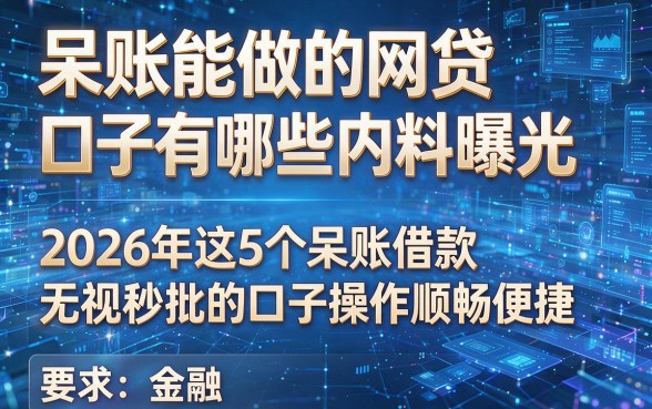 呆账能做的网贷口子有哪些内料曝光，2026年这5个呆账借款无视秒批的口子操作顺畅便捷
