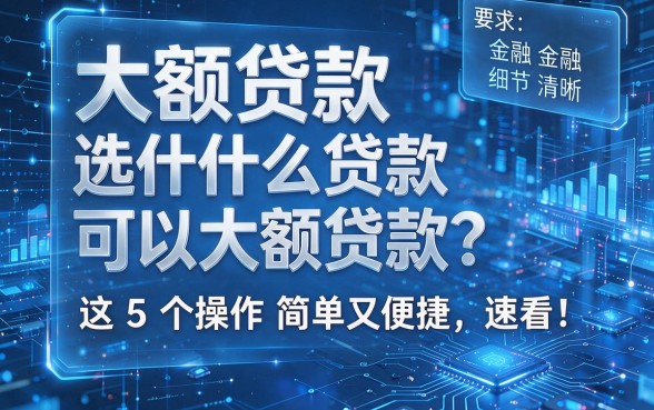 大额贷款选什么贷款可以大额贷款？这5个操作简单又便捷，速看！
