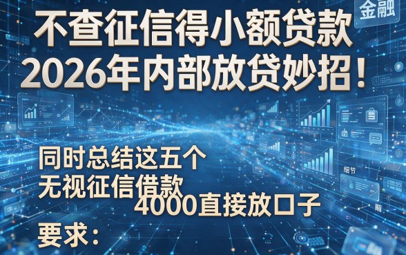 不查征信得小额贷款2026年内部放贷妙招!同时总结这五个无视征信借款4000直接放口子