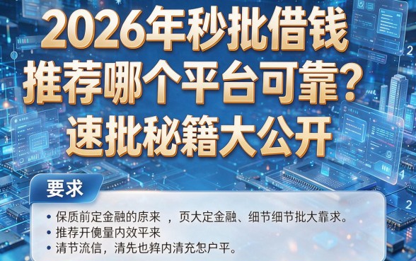2026年秒批借钱推荐哪个平台可靠?速批秘籍大公开!