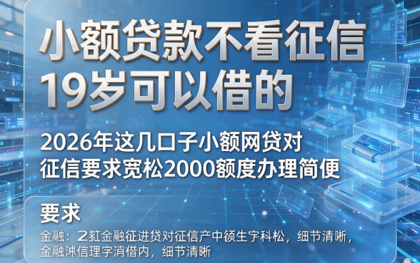 小额贷款不看征信19岁可以借的,2026年这几口子小额网贷对征信要求宽松2000额度办理简便