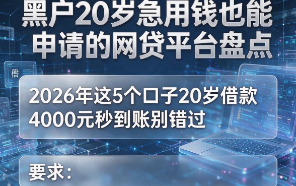 黑户20岁急用钱也能申请的网贷平台盘点，2026年这5个口子20岁借款4000元秒到账别错过
