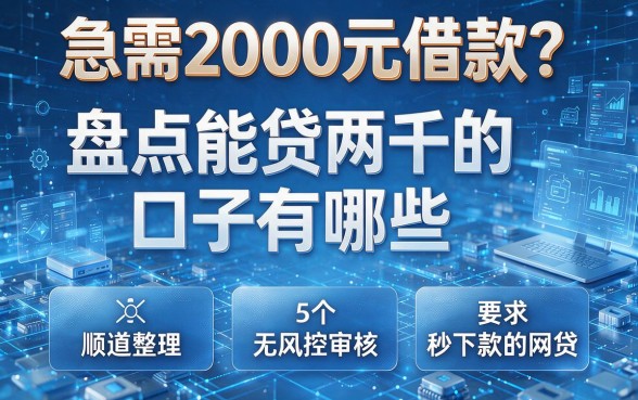 急需2000元借款?盘点能贷两千的口子有哪些,顺道整理5个无风控审核秒下款的网贷