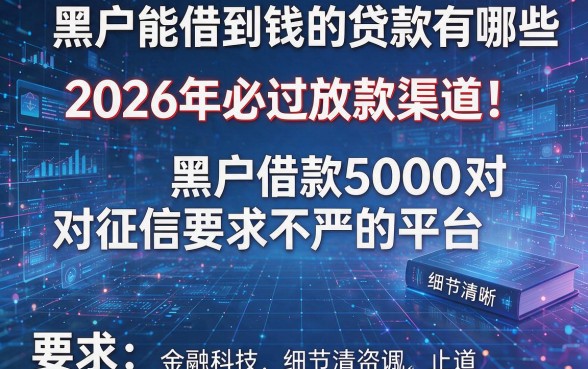 黑户能借到钱的贷款有哪些2026年必过放款渠道！全面解析黑户借款5000对征信要求不严的平台