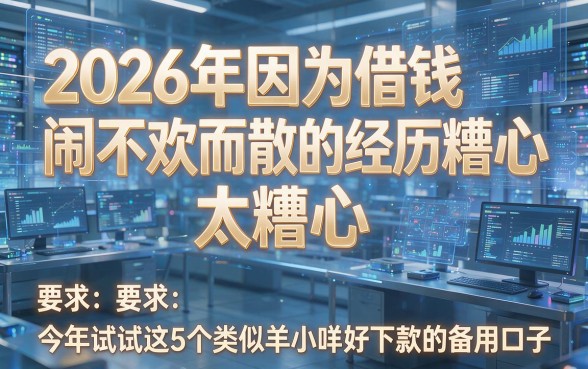 2026年因为借钱闹不欢而散的经历太糟心,今年试试这5个类似羊小咩好下款的备用口子