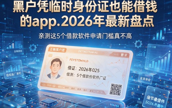 黑户凭临时身份证也能借钱的app2026年最新盘点,亲测这5个借款软件申请门槛真不高!